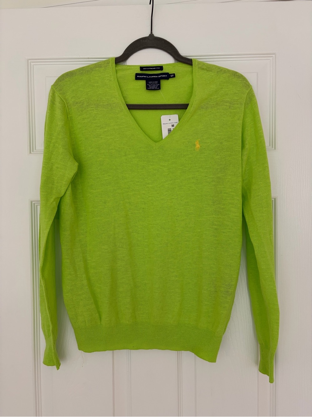 NWT Ralph Lauren Sport Green Women’s V-Neck boyfriend fit Sweater small